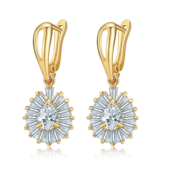 Women's Fashion Heart Zircon Earrings Gold Plated Copper Exaggerated Statement Jewelry
