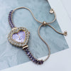 Women's Fashion Heartshaped Alloy Bracelet Watch With Diamondencrusted And Printed Logo