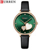 Women's Fashion Heartshaped Rhinestone Metal Case Imitation Leather Strap Waterproof Quartz Belt Watch