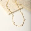 Women's Fashion High End Light Luxury Niche Stainless Steel Clavicle Chain Necklace With 18K Gold Pvdp Furnace Real Gold Treatment And Natural Freshwater Pearl And Geometric Design