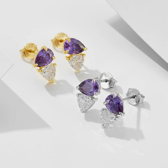 Women's Fashion Highend Light Luxury S925 Sterling Silver Pearshaped Water Drop Zircon Earrings With Diamond Design And Geometric Style