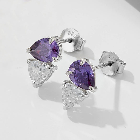 Women's Fashion Highend Light Luxury S925 Sterling Silver Pearshaped Water Drop Zircon Earrings With Diamond Design And Geometric Style
