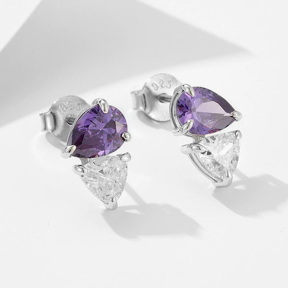 Women's Fashion Highend Light Luxury S925 Sterling Silver Pearshaped Water Drop Zircon Earrings With Diamond Design And Geometric Style