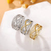 Women's Fashion Hollow Three Dimensional Geometric Design Copper Ring With Zircon