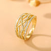 Women's Fashion Hollow Three Dimensional Geometric Design Copper Ring With Zircon