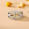 Women's Fashion Hollow Three Dimensional Geometric Design Copper Ring With Zircon