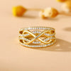 Women's Fashion Hollow Three Dimensional Geometric Design Copper Ring With Zircon