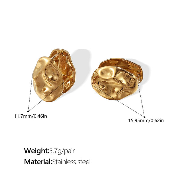 Women's Fashion Irregular Hammered 316L Stainless Steel Earrings With Electroplating