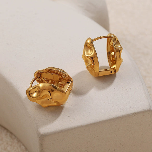 Women's Fashion Irregular Hammered 316L Stainless Steel Earrings With Electroplating