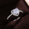 Women's Fashion Jewelry Heartshaped Copper Silver Plated Zircon Diamondencrusted Ring
