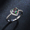 Women's Fashion Jewelry Heartshaped Copper Silver Plated Zircon Diamondencrusted Ring