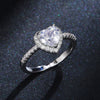 Women's Fashion Jewelry Heartshaped Copper Silver Plated Zircon Diamondencrusted Ring