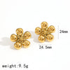 Women's Fashion Jewelry Set Stainless Steel And Titanium Steel With Flower Pattern And Gold Plated Treatment Earrings Necklace Pendant