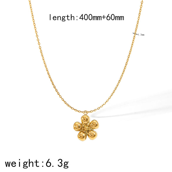 Women's Fashion Jewelry Set Stainless Steel And Titanium Steel With Flower Pattern And Gold Plated Treatment Earrings Necklace Pendant