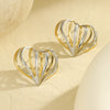 Women's Fashion Jewelry Set With Heart Shape Stainless Steel Rings And Earrings Electroplated