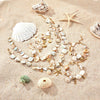 Women's Fashion Jewelry Stainless Steel Geometric Style Shell Clavicle Chain Starfish Coral Set With Electroplating Necklace Earrings Bracelet