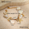 Women's Fashion Jewelry Stainless Steel Geometric Style Shell Clavicle Chain Starfish Coral Set With Electroplating Necklace Earrings Bracelet