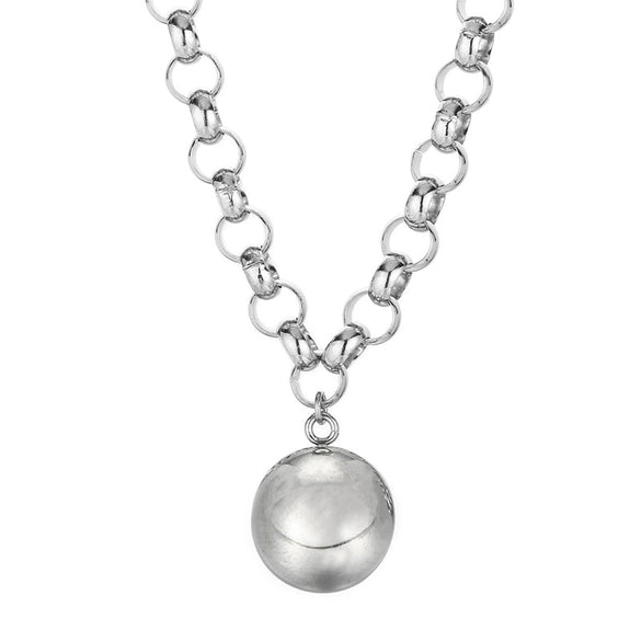 Women's Fashion Jewelry Twopiece Set With Titanium Steel And Pearl Chain And Large Ball Design