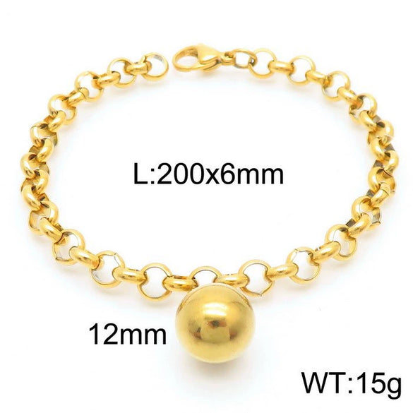 Women's Fashion Jewelry Twopiece Set With Titanium Steel And Pearl Chain And Large Ball Design