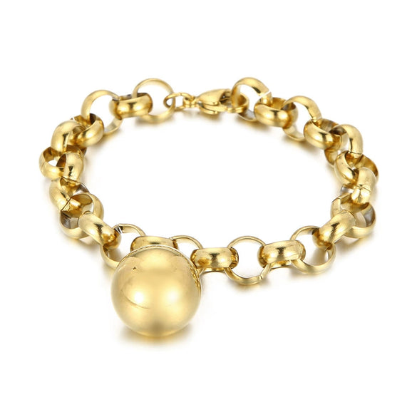 Women's Fashion Jewelry Twopiece Set With Titanium Steel And Pearl Chain And Large Ball Design