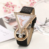 Women's Fashion Leather Watch With Inverted Triangle Diamond Set And Alloy Case