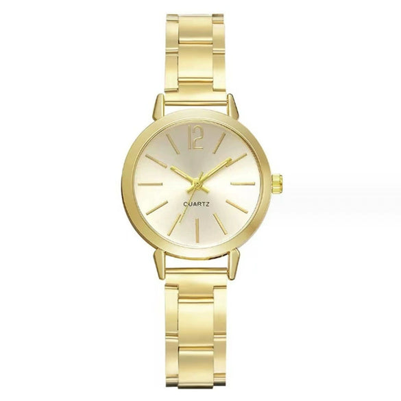 Women's Fashion Leisure Bracelet Watch With Alloy Strap And Round Dial Ordinary Glass Mirror Stainless Steel Buckle