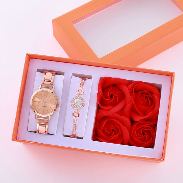 Women's Fashion Leisure Bracelet Watch With Alloy Strap And Round Dial Ordinary Glass Mirror Stainless Steel Buckle