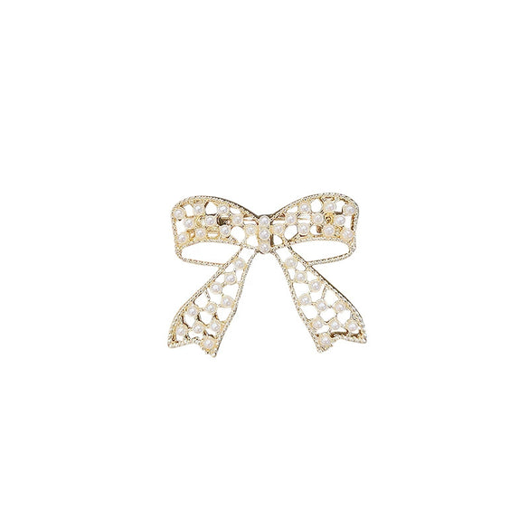 Women's Fashion Light Luxury Alloy Hollow Bow Brooch With Leaves Pattern And Electroplating Treatment