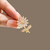 Women's Fashion Light Luxury Alloy Imitation Pearl Flower Bow Hollow Brooch Electroplated Suit Accessories
