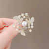 Women's Fashion Light Luxury Alloy Imitation Pearl Flower Bow Hollow Brooch With Electroplating