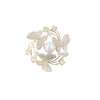Women's Fashion Light Luxury Alloy Imitation Pearl Flower Bow Hollow Brooch With Electroplating