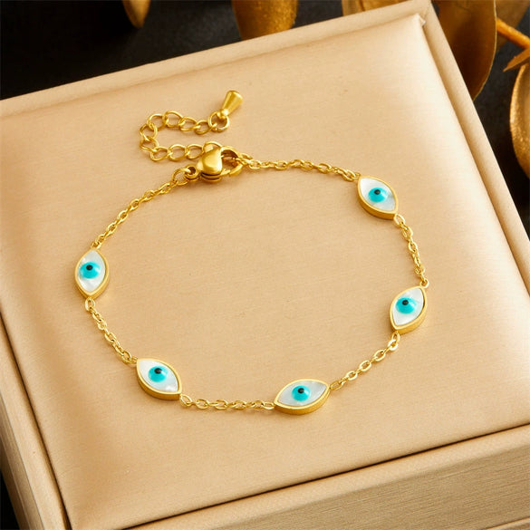 Women's Fashion Light Luxury Bracelet Titanium Steel Heart Butterfly Devil's Eye Geometric Electroplated