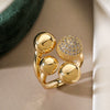 Women's Fashion Light Luxury Copper Gold Plated Irregular Geometric Opening Microinlay Zircon Ring