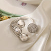 Women's Fashion Light Luxury Copper Gold Plated Irregular Geometric Opening Microinlay Zircon Ring