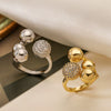 Women's Fashion Light Luxury Copper Gold Plated Irregular Geometric Opening Microinlay Zircon Ring