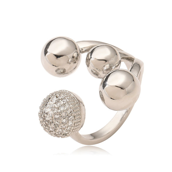 Women's Fashion Light Luxury Copper Gold Plated Irregular Geometric Opening Microinlay Zircon Ring