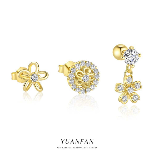 Women's Fashion Light Luxury S925 Sterling Silver Micropaved Flower Earrings