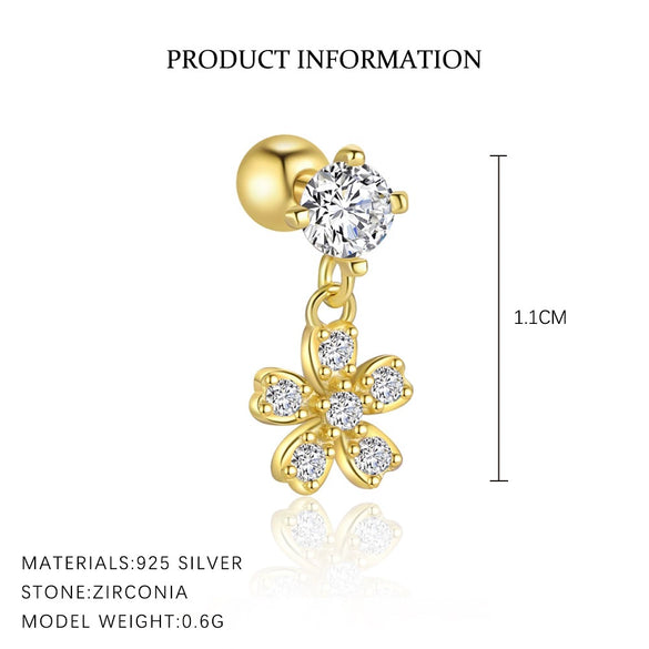 Women's Fashion Light Luxury S925 Sterling Silver Micropaved Flower Earrings