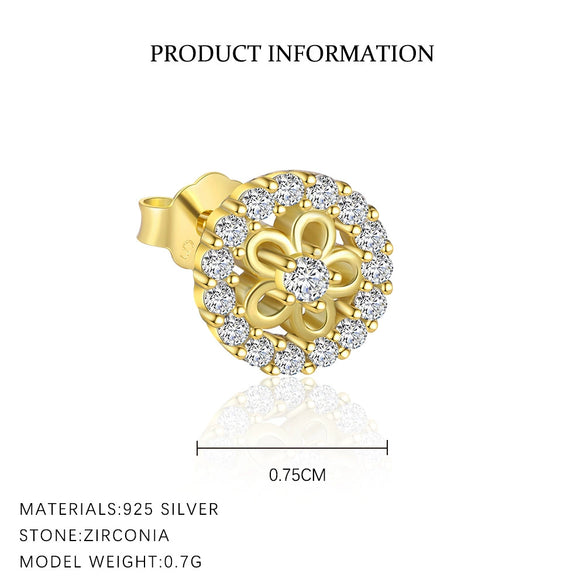 Women's Fashion Light Luxury S925 Sterling Silver Micropaved Flower Earrings