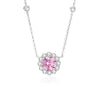 Women's Fashion Light Luxury Silver Round Star Dot Necklace With Pink Zircon And Cross Chain Geometric Design