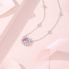 Women's Fashion Light Luxury Silver Round Star Dot Necklace With Pink Zircon And Cross Chain Geometric Design