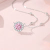Women's Fashion Light Luxury Silver Round Star Dot Necklace With Pink Zircon And Cross Chain Geometric Design