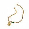 Women's Fashion Light Luxury Stainless Steel Beaded Butterfly Natural Stone Bracelet With Electroplating