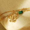 Women's Fashion Light Luxury Stainless Steel Beaded Butterfly Natural Stone Bracelet With Electroplating