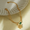 Women's Fashion Light Luxury Stainless Steel Beaded Butterfly Natural Stone Bracelet With Electroplating