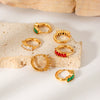 Women's Fashion Light Luxury Stainless Steel Gold Plated Earrings With Geometric Design Inlaid Zircon