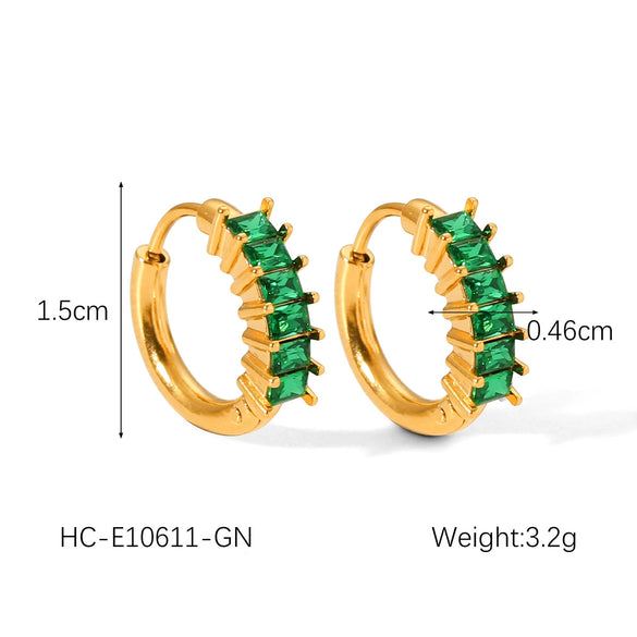 Women's Fashion Light Luxury Stainless Steel Gold Plated Earrings With Geometric Design Inlaid Zircon