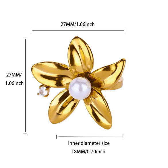 Women's Fashion Light Luxury Versatile Flower Zircon Geometric Ring In Stainless Steel With Electroplating