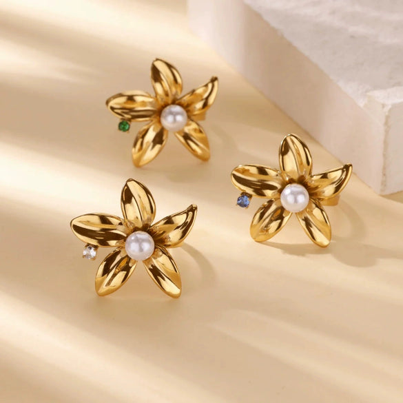 Women's Fashion Light Luxury Versatile Flower Zircon Geometric Ring In Stainless Steel With Electroplating