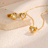 Women's Fashion Love Stainless Steel Heart Shaped Zircon Necklace With Electroplating